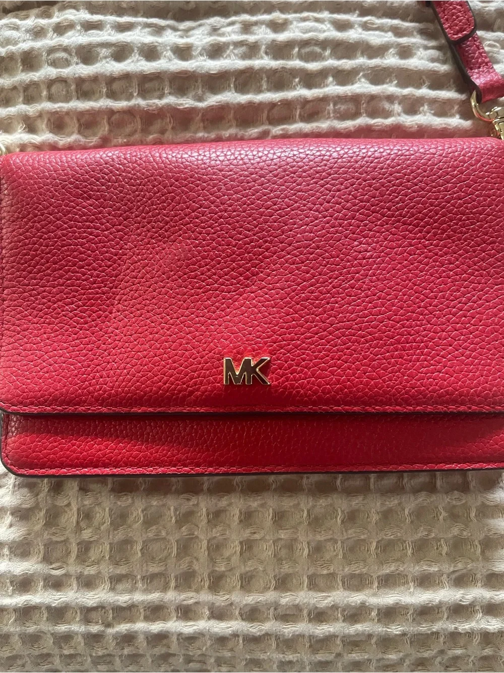 Michael Kors Red Pebbled Leather Convertible Crossbody